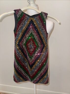 Milly Multicolor Sequin Geometric little Girls Dress
